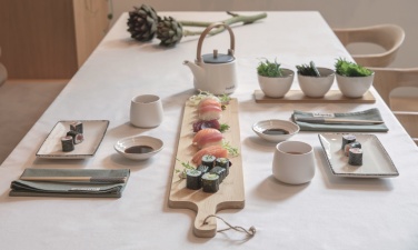 Logo trade advertising products image of: Ukiyo 3pc serving bowl set with bamboo tray
